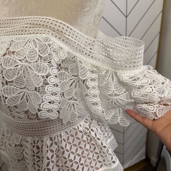 Self Portrait Off The Shoulder Guipure Lace Mini Dress - Picture 7 of 13